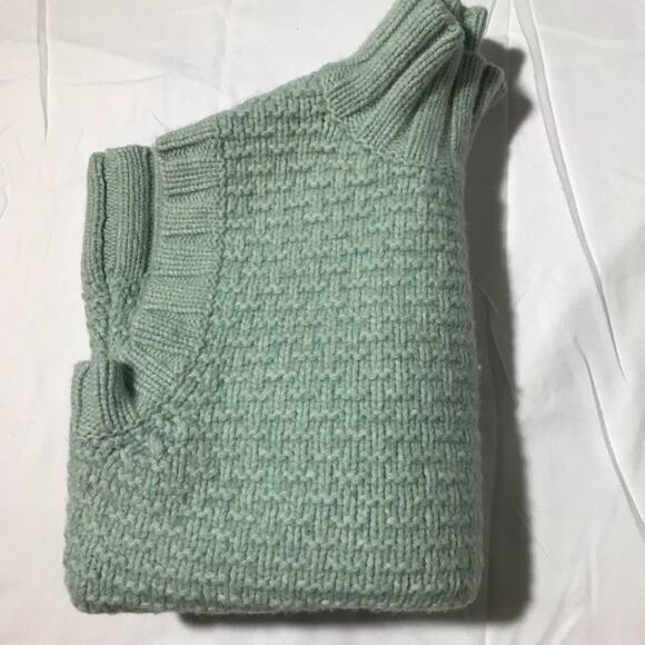 EMS womens S lambswool knit turtleneck sleeveless sweater mint green buttons - Picture 10 of 10